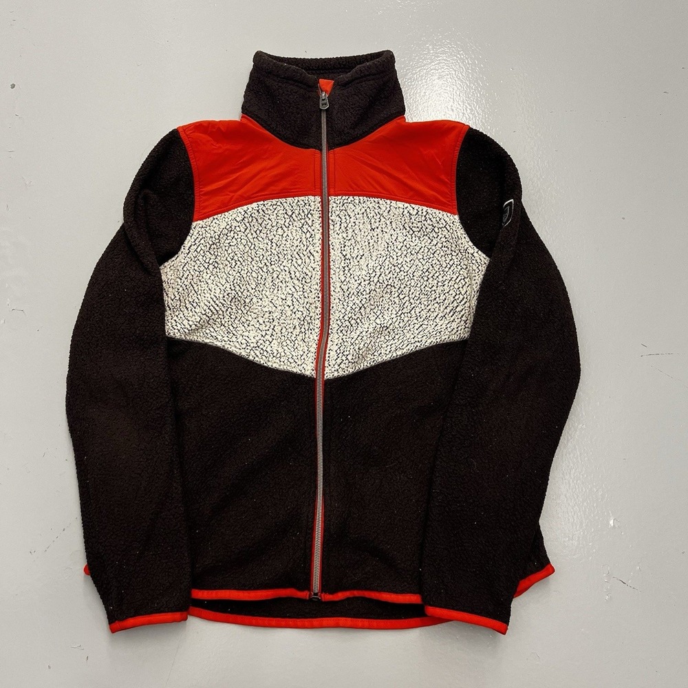 Kuhl Mens Medium Sherpa Fleece Full Zip Jacket Black Red Colorblock Gorpcore
